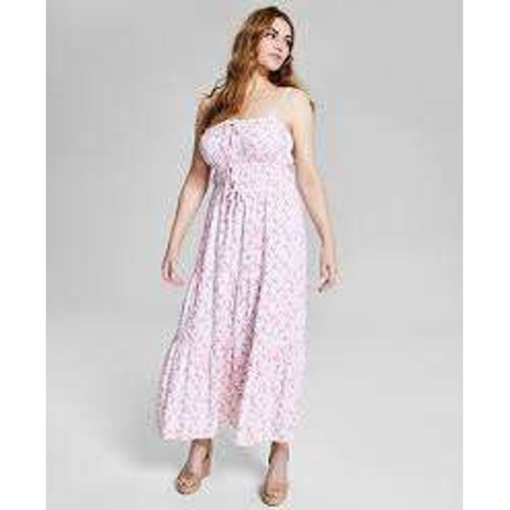 AND NOW THIS Floral Maxi Dress Sundress Sleeveless Pink White XL Cottagecore